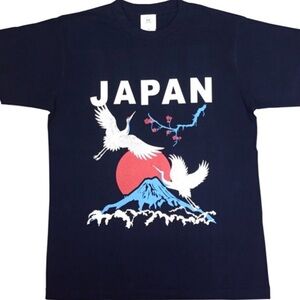 Men's Navy Graphic Tee with Japan Design